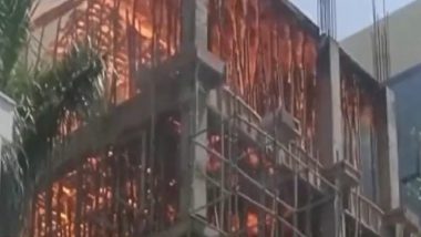 Lucknow Fire Video: Massive Blaze Erupts at an Under-Construction Building of King George's Medical University